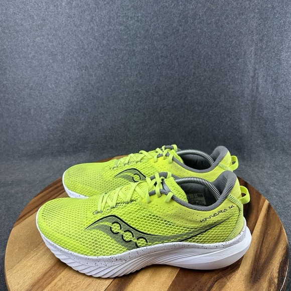 Saucony Kinvara 14 Shoes Mens 11 Neon Green Mesh Lightweight Running Sneakers - Picture 7 of 11
